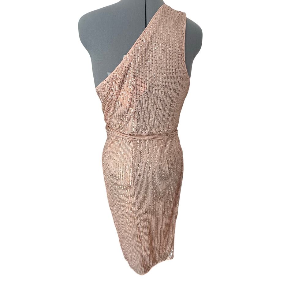 NWT Grace Karin Women’s Rose Gold Sequin One Shoulder Prom Dress Size XL - Picture 8 of 9